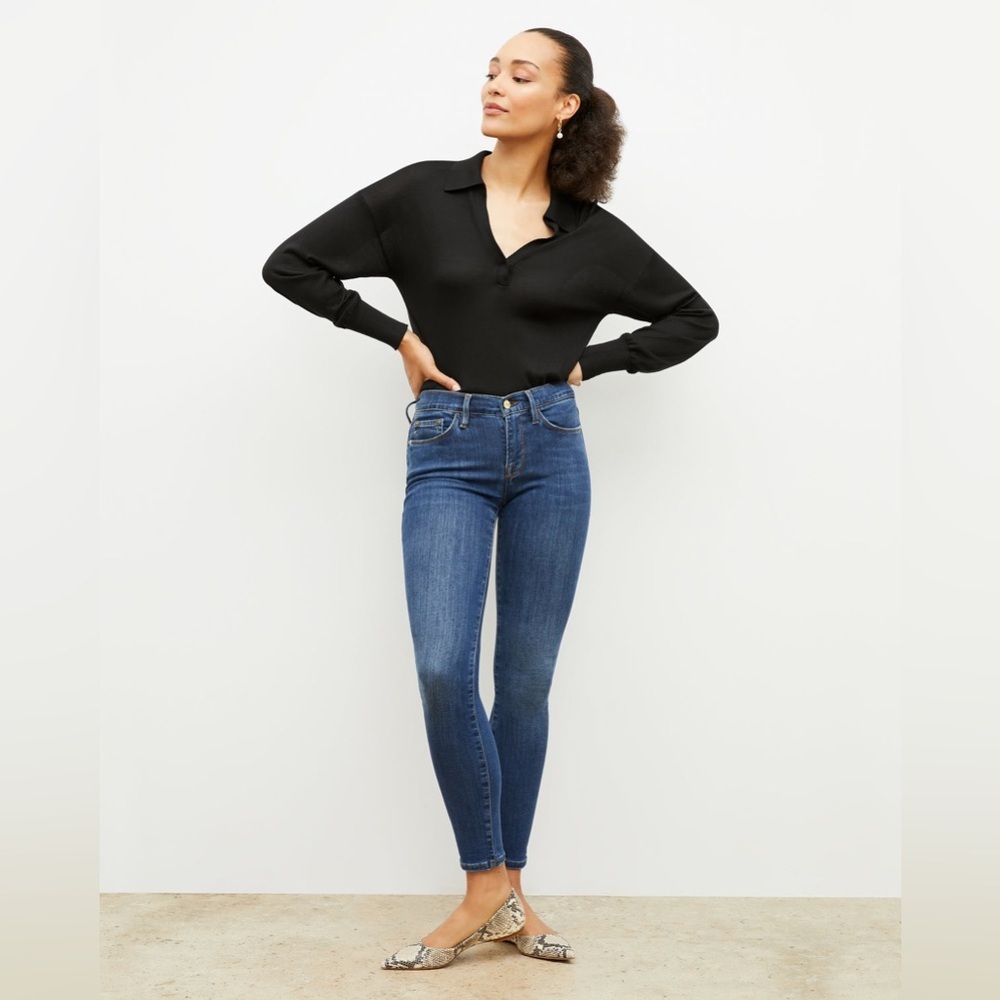 FRAME Le Skinny de Jeanne Mid-Rise Stretch Jeans | 27 | Palisades Blue